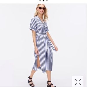 J Crew stripped poplin cotton midi dress
